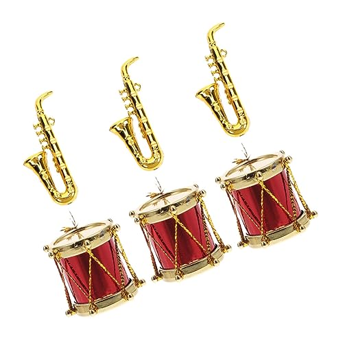 Vaguelly 3 Sets Miniatur Musikinstrument Kleines Saxophon Kleines Musikinstrument Mini Saxophon Kleine Trommel Mini Trommel Requisite Winziges Musikinstrument Mini Trommel von Vaguelly