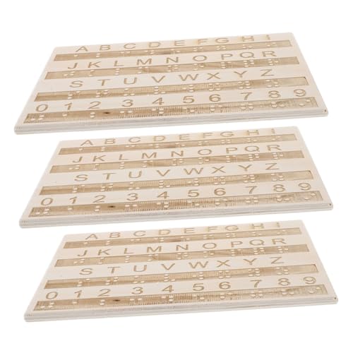 Vaguelly 3 Stück Braille Alphabet Tafel Mit Buchstaben Und Zahlen Für Blinde Die Braille Tastwerkzeug Lernen Blinden Tasttafel Braille Werkzeug von Vaguelly