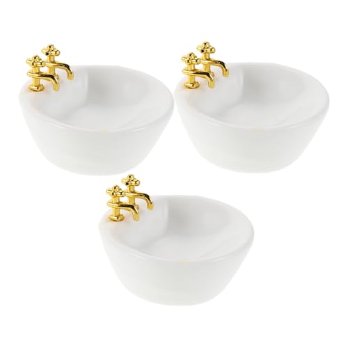 Vaguelly 3 Stück Maßstab Weiß Ovaler Handwaschbecken Realistische Badezimmer Dekoration Zubehör für Sammler Vaguelly 3 Stück Maßstab Weiß Ovaler Handwaschbecken Realistische Badezimmer Dekoration Zubehör für Sammler von Vaguelly