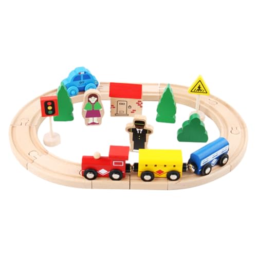 Vaguelly Hand-on-fähigkeit Lernspielzeug 32-teiliges Kinder-Puzzle-Spielzeug Holz-schienenwagen Für Kleinkinder 8-teilige Strecke von Vaguelly