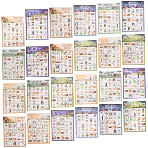 Vaguelly 33-Teiliges Set Camping-Spieltisch Spiele Familien Spiele Tischspiel Bingospiel gemeinschaftsspiel Lagerfeuerspiele Sommercamp-Aktivitäten Coole Campingspiele Papier von Vaguelly