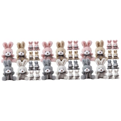 Vaguelly 36 STK Hase Schlüsselanhänger gefüllter Kaninchen-Schlüsselanhänger Plüschhäschen Schlüsselanhänger Bunny Schlüsselanhänger Bunny Taschenanhänger Plüsch Schlüsselanhänger Metall von Vaguelly