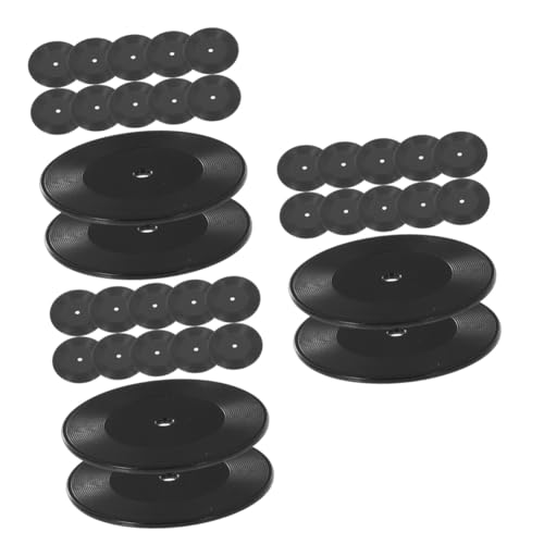 Vaguelly 36 STK Mini-rekordmodell Puppenhaus-Mini-schallplatten Miniatur-Schallplatte Puppenhaus-Schallplatte 1:12 Rekord Mini-replik Einer Schallplatte Puppenhaus-Ornament Plastik Black von Vaguelly