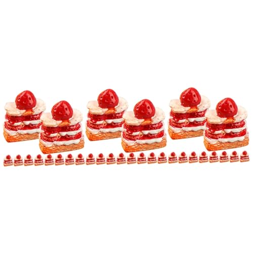 Vaguelly 36 Stück Erdbeer Sahne Kuchen Mini Küchenzubehör Winziges Kuchenmodell Gefälschtes Küchenspielzeug Miniatur Mini Kuchenmodell Gefälschtes Dessert von Vaguelly