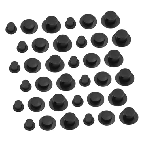 Vaguelly 36St Mini-Hut Hut für Puppen Mini-Zylinder zum Basteln Miniatur-Schneemannmützen zum Basteln Schneemann-Hut kleine Hüte zum Basteln Minihut für Haarschmuck Mini-Hüte Plastik Black von Vaguelly