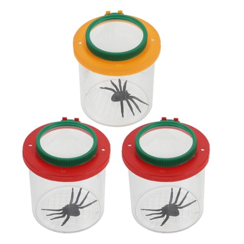 Vaguelly 3Er-Box Lupenzylinder Kindernetz Zuschauer Beobachter Fallen Lebewesen Outdoor Activity Insektenbeobachtung hühner Käfig Container Acrylglas von Vaguelly