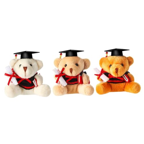 Vaguelly 3St Ausgestopfter Plüsch-Abschlussbär plüschbär Plush Toy Soft Toy plushbit bidoof Plush Plüschtier kleine Bärenpuppe Abschluss Bär Bärengeschenkpuppe PP Baumwolle von Vaguelly