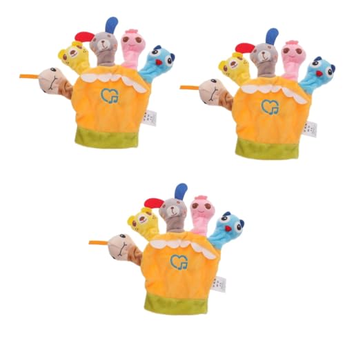 Vaguelly 3St Finger Puppen Abdeckung interaktives Spielzeug Kinder Puppen Toys Fingerschutzspielzeug Tierische Fingerpuppen für Kinder Badefingerpuppen Fingerspielzeug PP Baumwolle Yellow von Vaguelly