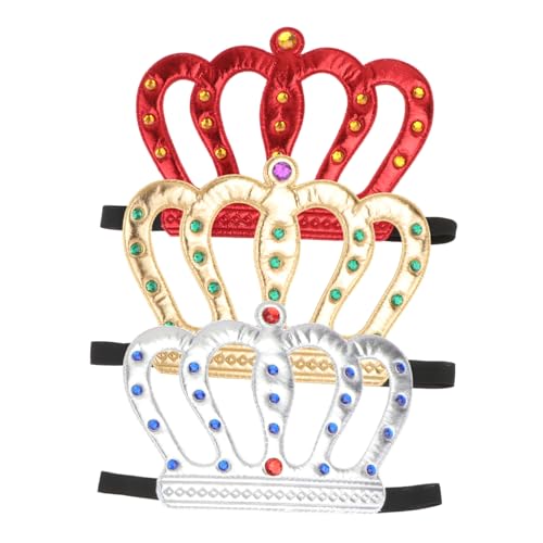 Vaguelly 3St Königskrone Requisiten kinderkrone faschingsaccessoires dvd the crown Festliche Kopfbedeckung Kronenornament Zubehör Golddekor elegante Partykrone Partykronenverzierung Stoff von Vaguelly