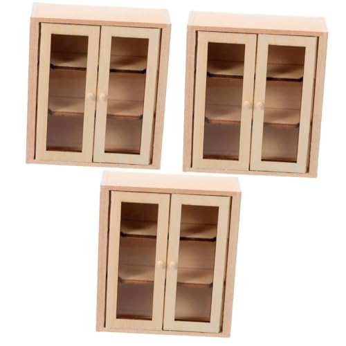 Vaguelly 3St Puppenhausmöbel kleine Garderobe Schrank klein Kleiner Schrank Puppenhaus-Schrank Puppenhaus Holz Möbelmodelle Mini-Hausbedarf Miniaturmöbel Mini-Möbelverzierung hölzern von Vaguelly