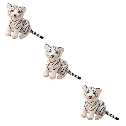 Vaguelly 3St Simulation Tigerpuppe Tigerplüsch gefülltes Papageienspielzeug Plüschtier plüsch Tiger Plüsch-Tiger Simulation eines Tigerspielzeugs Tiger Puppe Spielzeug PP Baumwolle Weiß von Vaguelly