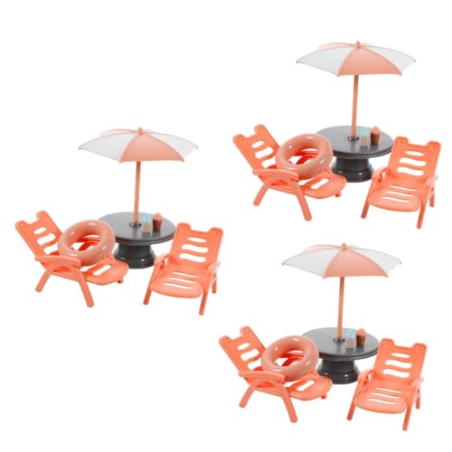 Vaguelly 3St Strandkorb-Set Miniatur-Sessel Puppenhaus-Pool-Ornament Mini-Sofa Mini-Möbel kinder sandspielzeug kinder strandspielzeug dekorativer Mini-Strandkorb Heimdekoration Abs von Vaguelly