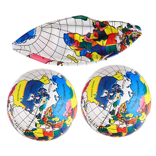 Vaguelly 3St aufblasbarer Weltkarte World map Globusball Earthbound geobord Weltkugel sprengen aufgeblasener Erdkugel Spielzeug Wasserball Kinder aufblasbare Bälle PVC von Vaguelly