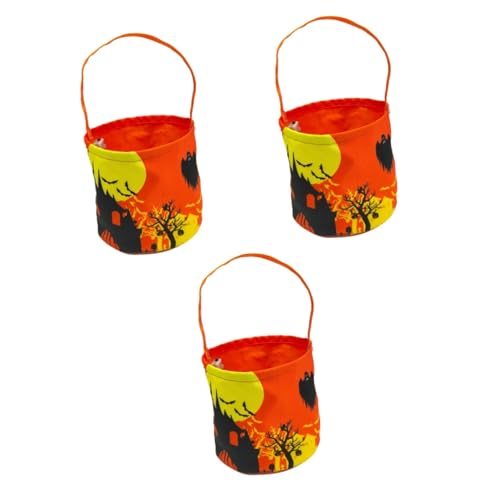 Vaguelly 3st Halloween-lichteimer Eimer Mit Griffen Kürbiseimer Anzünden Halloween-zubehör Kürbis-süßigkeiten-eimer Halloween-schmuck Kinder-einkaufstasche Goodie-bags Für Kinder Segeltuch von Vaguelly