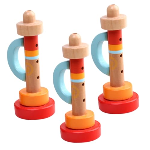 Vaguelly 3st Kindertrompete Kinderzubehör Interessantes Kinderspielzeug Haushaltsspielzeug Trompete Kinderbedarf Lustiges Kinderspielzeug Sichere Spielzeugtrompete Hölzern Orange von Vaguelly