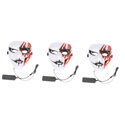 Vaguelly 3st Leucht Fläche Cosplay-masken Kostüm Maske Party-performance-maske Full-cover-maske Glow-maske Halloweenkostüm Schädelmaske Party-auftritt Halloween-maskenkostüm Plastik Rot von Vaguelly