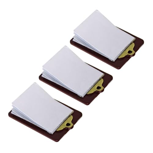 Vaguelly 3st Mini-Tablet Mini-notizblock Mini-zwischenablage Miniatur Mini-schulsachen Winziges Schreibtafelmodell Modell Der Büroklammer Foto-Requisite Light Brown Papier von Vaguelly