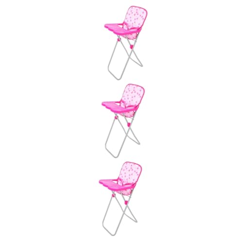 Vaguelly 3st Puppen-esszimmerstuhl Puppenhochstuhl Hochstuhl Für Babypuppe Puppenhausmöbel Spielzeug Spielzeug-hochstuhl Klappbarer Hochstuhl Für Puppen Spielmöbel Für Babypuppen Rosa Stoff von Vaguelly