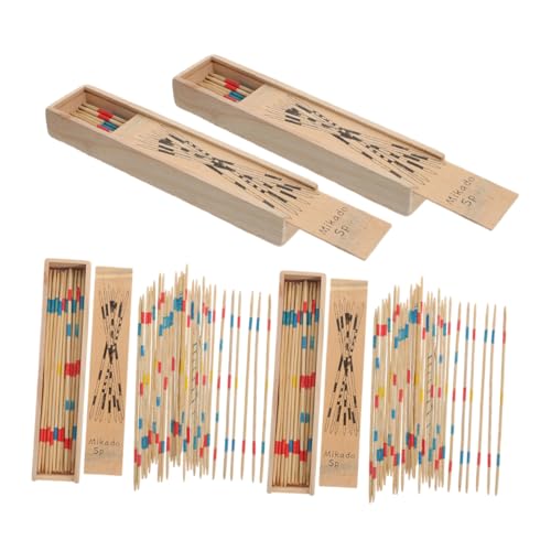 Vaguelly 4 Boxen Holz Pick Stick Spielzeug Lern Pick Sticks Pick Up Spiel Spielzeug Sticks Spiel Pädagogische Holz Pick Up Sticks Pick Up Stick Holz Familienspiel Pick Up Sticks von Vaguelly