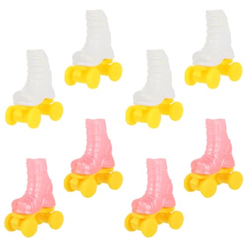 Vaguelly 4 Paar Doll Roller Skates Nette Miniatur -Rollschuh Skates Für Puppen -Plastik -Puppenschuhe Für Bastelpuppen -Skating -Werkzeug EIS Skate -Handwerk Für Puppe von Vaguelly