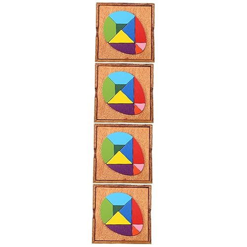 Vaguelly 4 Sätze Ei-Tangram Lernspielzeug Pädagogisches Spielzeug Geometrische Musterblöcke Spielzeug Zur Gehirnentwicklung Puzzle Spielzeug Stapeln Spielzeug Für Kleinkinder Colorful Holz von Vaguelly