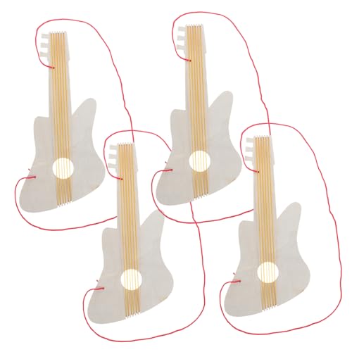 Vaguelly Gitarrenspielzeug Für Kinder 4-teiliges Unbemaltes Gitarren-Set Aus Holz Unlackierte Gitarre Zum Bemalen Musikalisches Talent Von Kindern von Vaguelly