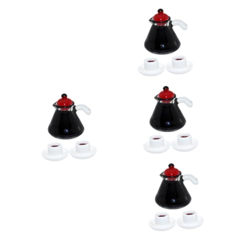 Vaguelly 4 Sätze Mini-Kaffeekanne Puppenhaus-Kaffeetasse Puppenhaus Wasserkocher Puppenhaus Zubehör Puppenhaus Kaffeekanne Kaffeetassen Kaffeemaschine Mini-Hausmöbel-Stütze Mini-Kaffeetasse von Vaguelly