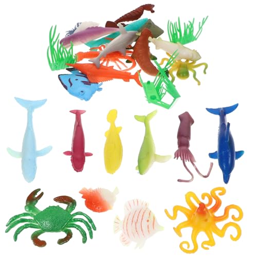 Vaguelly 4 Sätze Tiermodelle Unter Dem Meer Meerestiermodell Meerestierfiguren Meeresfiguren Weiche Meerestiere Spielzeug Für Meerestiere Badespielzeug Für Babys Einstellen Kind PVC von Vaguelly