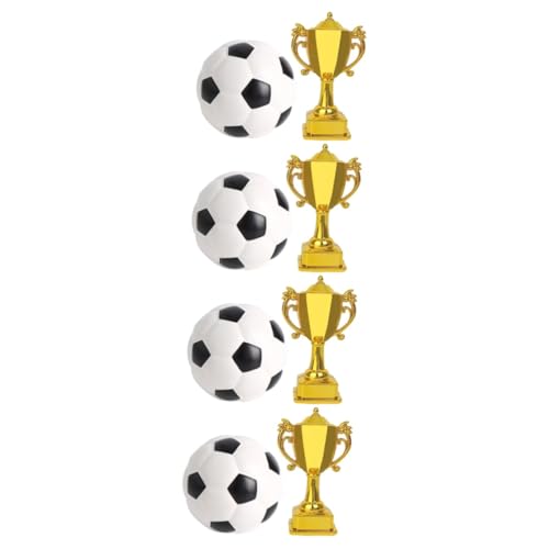 Vaguelly 4 Sätze Trophäen-Fußballmodell Fußball-Kuchenaufsatz goldene Pokale Mini-Fußball fußball Spielzeug Plastik fußball Kinderpreis Trophäe Fußball-Trophäe Wiederverwendbar von Vaguelly