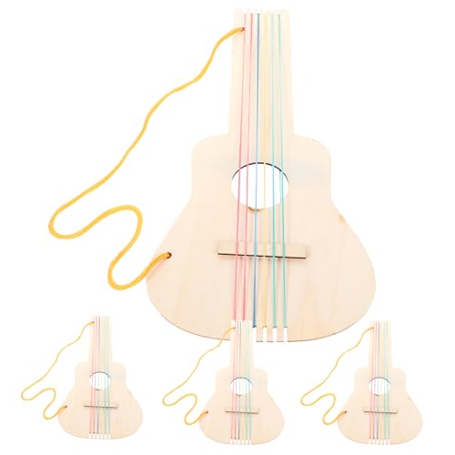 Vaguelly 4 Sätze kinderinstrumente Kinder musikinstrumente unfertige Leere Gitarre DIY-Musikinstrument herstellen unvollendete, unlackierte Gitarre DIY unlackierte Holzgitarre Holz Gitarre von Vaguelly