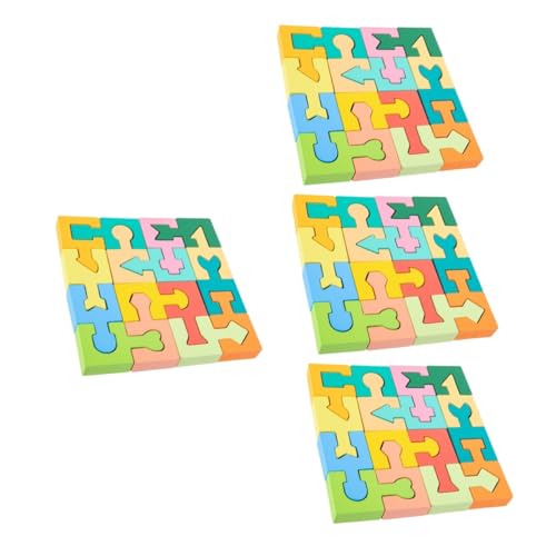 Vaguelly 4 Sets Formpassende Blöcke Puzzle Puzzles Kinderspielzeug Bauspielzeug Frühpädagogisches Spielzeug Kinderblöcke Kind Lernspielzeug Holz von Vaguelly