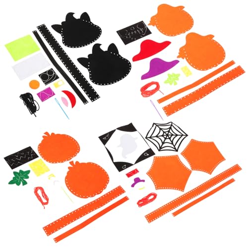 Vaguelly 4 Sets Handgefertigte Halloween Süßigkeitentüten Zum Selbermachen Halloween Kürbis Applikationen Halloween Gastgeschenke Tasche Halloween Einkaufstasche Halloween Party Goodie von Vaguelly