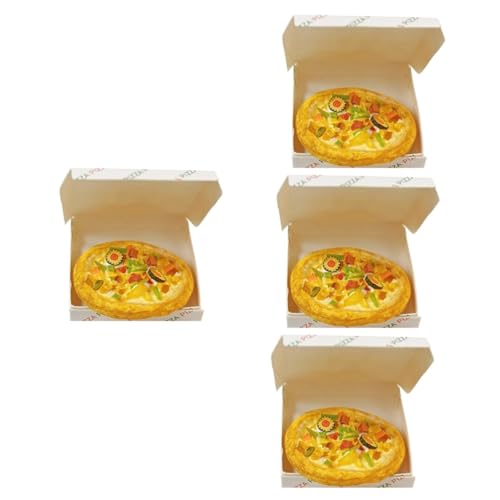 Vaguelly 4 Sets Mini Pizza Mit Box Miniaturen Puppenhaus Künstliche Pizza Simulierte Pizza Gefälschte Pizza Winzige Lebensmittel Requisite Miniatur Pizza Modell Realistische Mini von Vaguelly