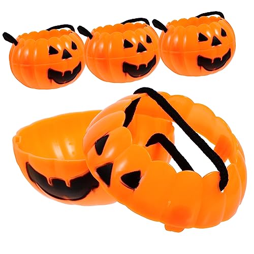 Vaguelly 4 Stück Abnehmbarer Kürbiseimer halloween tasche für süßigkeiten halloween candy bag kinderlaterne Party-Bonbonglas große Süßigkeiten Kürbis Eimer Kürbis-Süßigkeiten-Eimer Plastik von Vaguelly