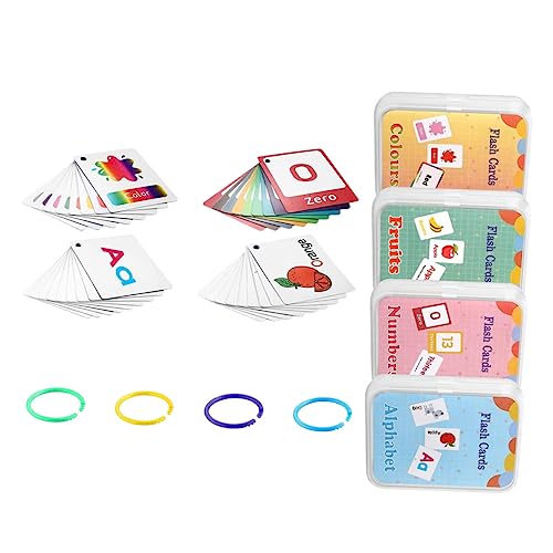 Vaguelly 4 Stück Englisch Lernen Karteikarte Alphabet-karteikarten Karteikarten Mit Ring Zahlen-Flash-Karten Lernkarten Für Kleinkinder Zahlenkarteikarten 300 g Beschichtetes Papier von Vaguelly