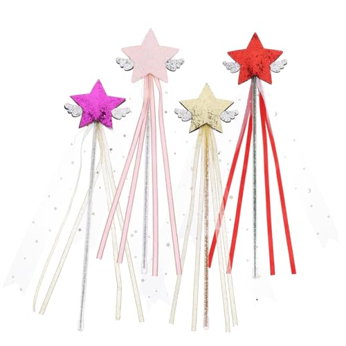 Vaguelly 4 Stück Fairy Wand Party zubehör kinderspielzeug Toy for The Teachers Zappelspielzeug Puppenhaus tragbare Feenstäbe Zauberstab Hexenstab Stoff von Vaguelly