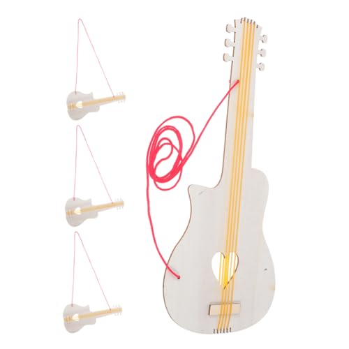 Vaguelly 4 Stücke Kinder Holz Gitarre Spielzeug Malerei Crafting Musik Bildung Spielzeug Für Kinder von Vaguelly