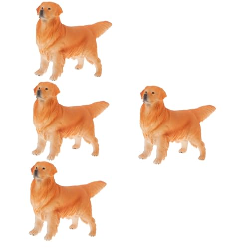 Vaguelly 4 Stück Golden Retriever-Ornament hühner Spielzeug Kunststoffhundemodell spielzeughund Hundefigur dogtoo simuliertes Welpenmodell Realistisches Hundemodell Plastik Brown von Vaguelly