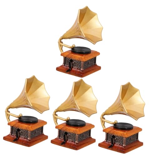 Vaguelly 4 Stück Grammophon Modell Puppenhaus Phonographen Requisite Mini Möbel Mini Phonographen Modell Miniatur Haushaltsgeräte Mini Zubehör Miniatur Landschaftsmöbel von Vaguelly