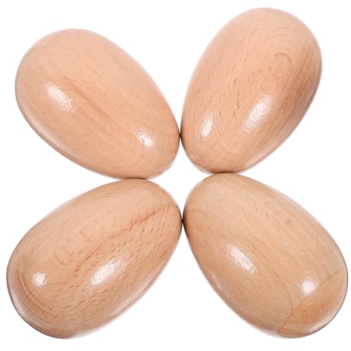 Vaguelly 4 Stück Holz-Eier-Shaker Für Kinder Maracas-Spielzeug Ostern Handschlaginstrument Bemalbar Musikalische Eier Kinder-Handshaker Natürliches Finish Für Kinder Und Erwachsene von Vaguelly