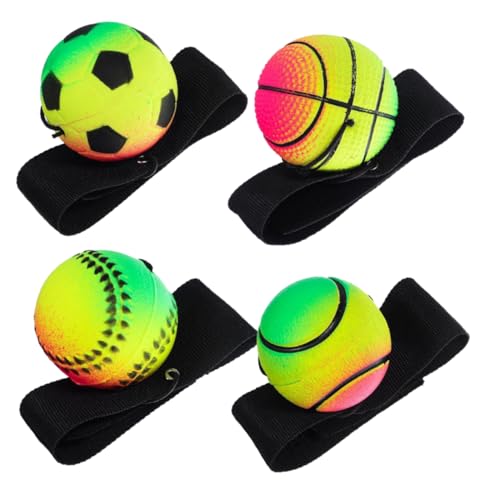 Vaguelly 4 Stück Hüpfball Handgelenk Return Ball Handgelenk Ball Armband Handwurf Spielzeug Return Bälle Mit Handgelenkschlaufe Rebound Ball Fußball Armbänder Für Spiele Handgelenk Ball von Vaguelly