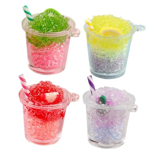 Vaguelly 4 Stück Im Dunkeln Leuchtende Smoothie Becher Puppenhaus Mini Ornament Mini Küchen Szenen Dekor Fake Food Ornament Fake Getränke Mini Küchenzubehör Miniatur von Vaguelly