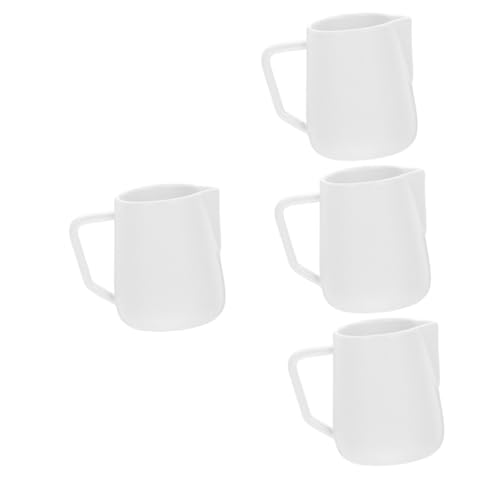 Vaguelly 4 Stück Latte-Art-Kaffeekanne kaffeevollautomat zubehör kaffeemaschine zubehör Puppenhaus Kaffeetasse Puppenhaus Kaffeezubehör Mini-Ornament Mini-Puppenhauszubehör Eisen Weiß von Vaguelly