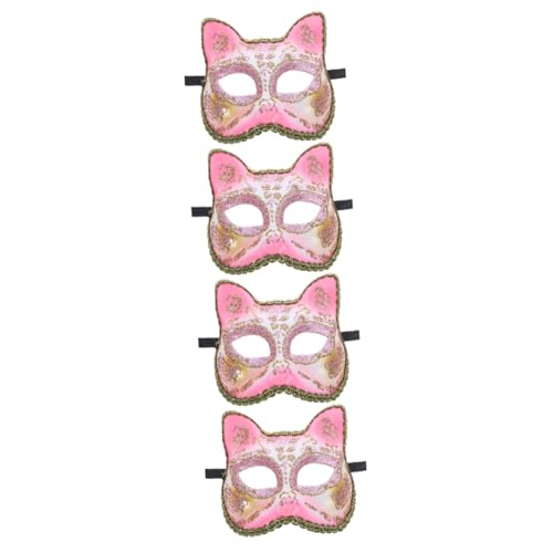 Vaguelly 4 Stück Maske Katzenkopf Halloween-katzen-cosplay Cosplay Dekorativ Halloweenkostüm Zubehör Für Halloween-kostüme Partyzubehör Partygeschenk Plastik Rosa von Vaguelly