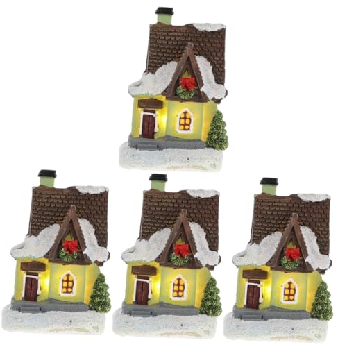 Vaguelly 4 Stück Mikro-Landschaftshaus Weihnachtsschneehaus Mini-Weihnachtshaus Cute Decor weihnachtsmärkten Weihnachtssto Weihnachtsstatue Weihnachten Miniaturhaus Harz von Vaguelly