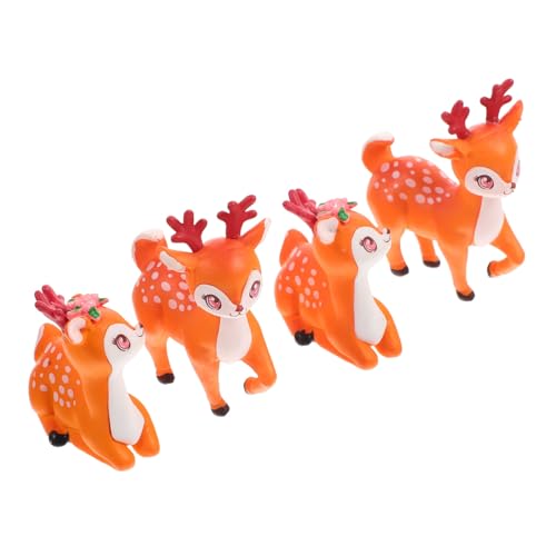 Vaguelly 4 Stück Mikro-landschaftsverzierung Desktop- Mini REH Figuren Von Waldtieren Weihnachts-Hirsch- Lernspielzeug Kuchen Spielzeug Auto Spielzeug in Tierform PVC von Vaguelly