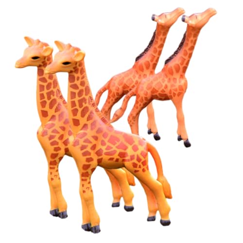 Vaguelly 4 Stück Mikrolandschaftsdekoration Figuren Der Giraffenfamilie Tiere Miniaturgiraffe Mini-Giraffen-Statue Giraffenfiguren Plüschspielzeug Giraffenmodell Orange Harz von Vaguelly