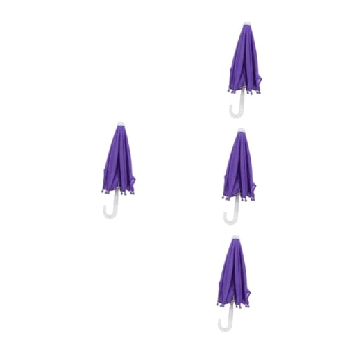 Vaguelly 4 Stück Mini-Regenschirm Miniatur-dekor Mini-Modelle Puppenhaus Regenschirm Puppenschirm Mini-hausverzierung Mini-möbel Violett Polyester von Vaguelly