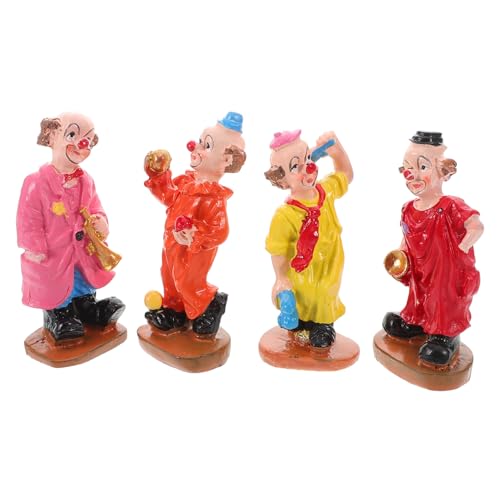 Vaguelly 4 Stück Miniatur Clown Figuren Mini Clown Figuren Miniatur Clown Figuren Lustige Clown Dekoration Harz Figuren Clown Bastelarbeiten Miniatur Clown Ornamente von Vaguelly