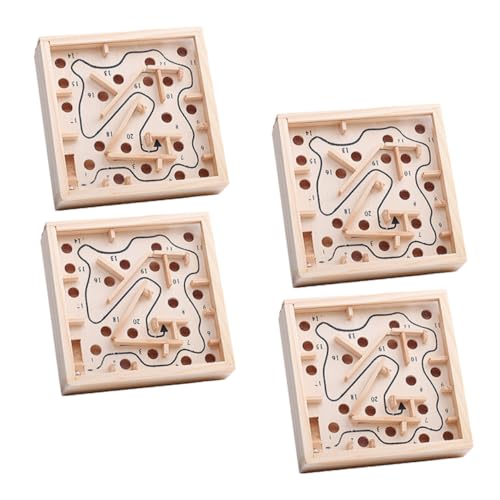 Vaguelly 4 Stück Palmenlabyrinth Puzzle für hühner Toys spielsachen für hölzernes Labyrinth Holz-Labyrinth-Puzzle Holzpuzzle für Beige von Vaguelly